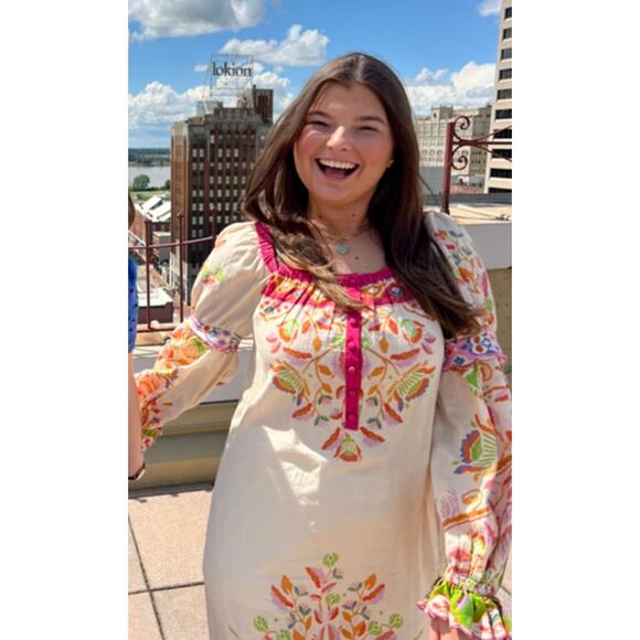 FARM RIO NWT Anthropologie Printed Linen Blend Dress Size XS - Picture 4 of 13